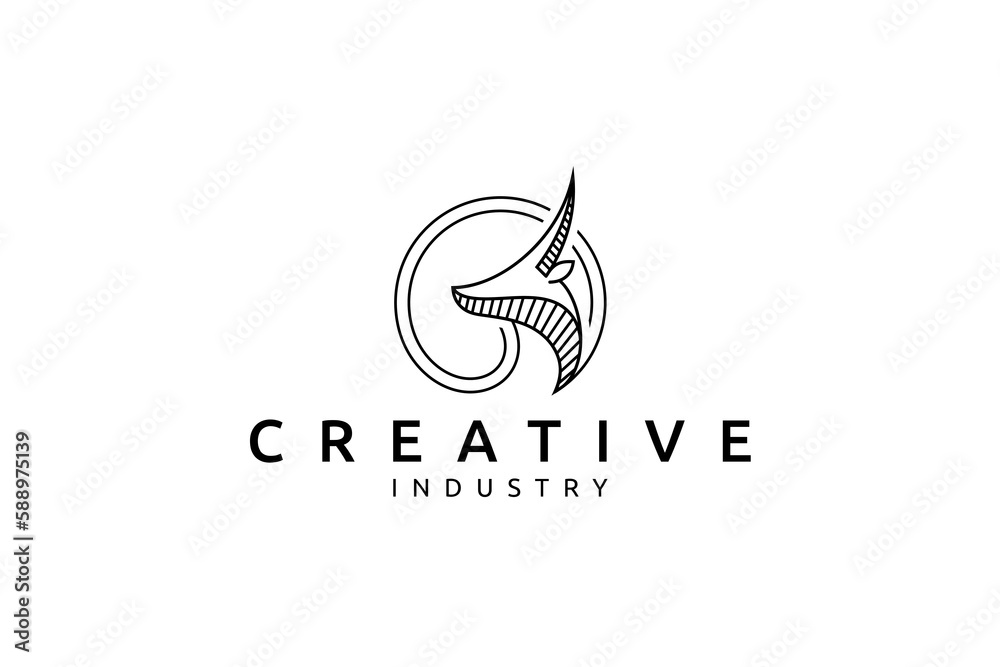 impala animal logo in circle shape with line art design style concept impala animal logo in circle shape with line art design style concept