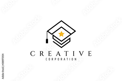 Toga with star inside for school university educational logo