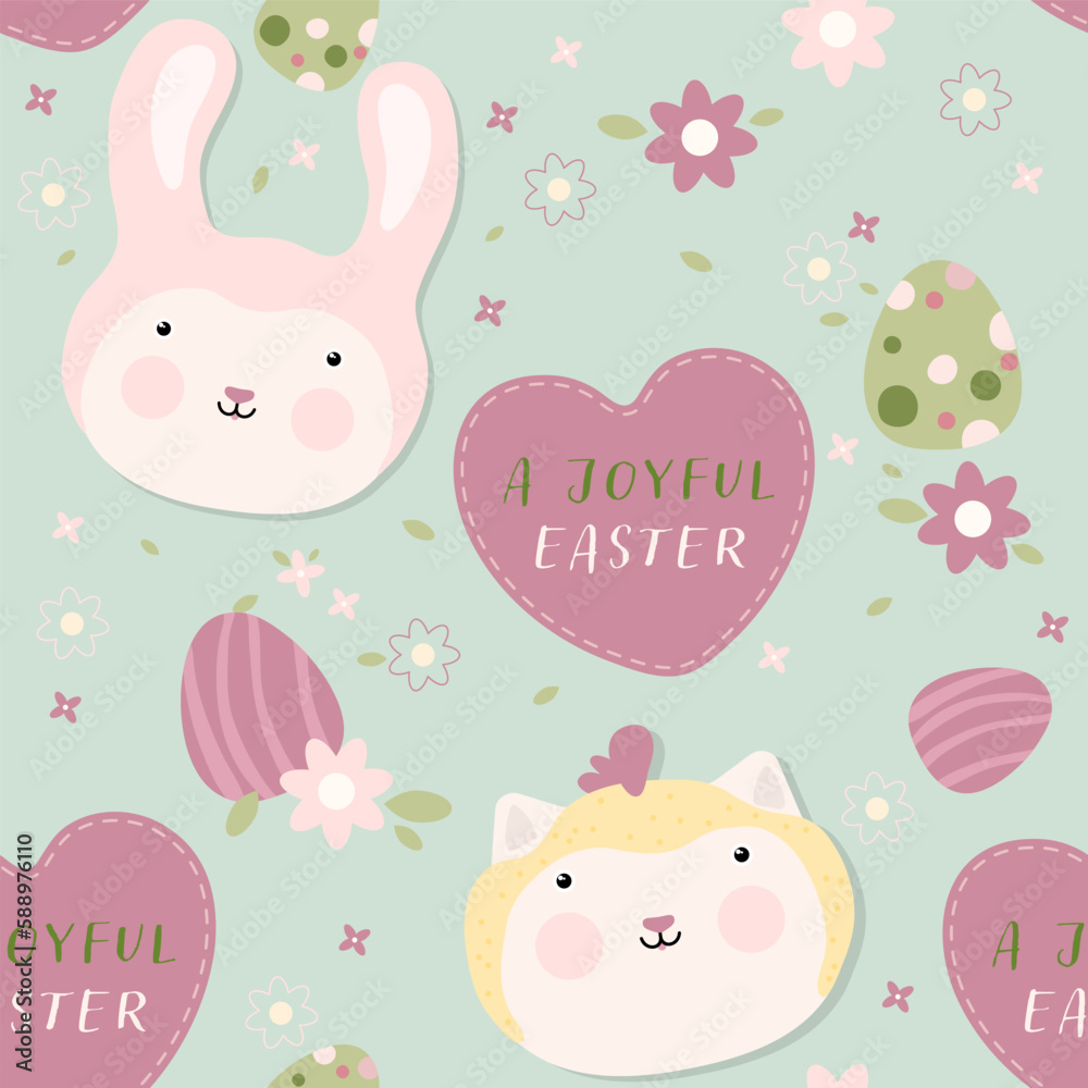 Easter Seamless Background Design for Print, Web, Mobile, Card, Wrapping Paper, T-Shirt, Textile Shopper Bag and Other Garment.