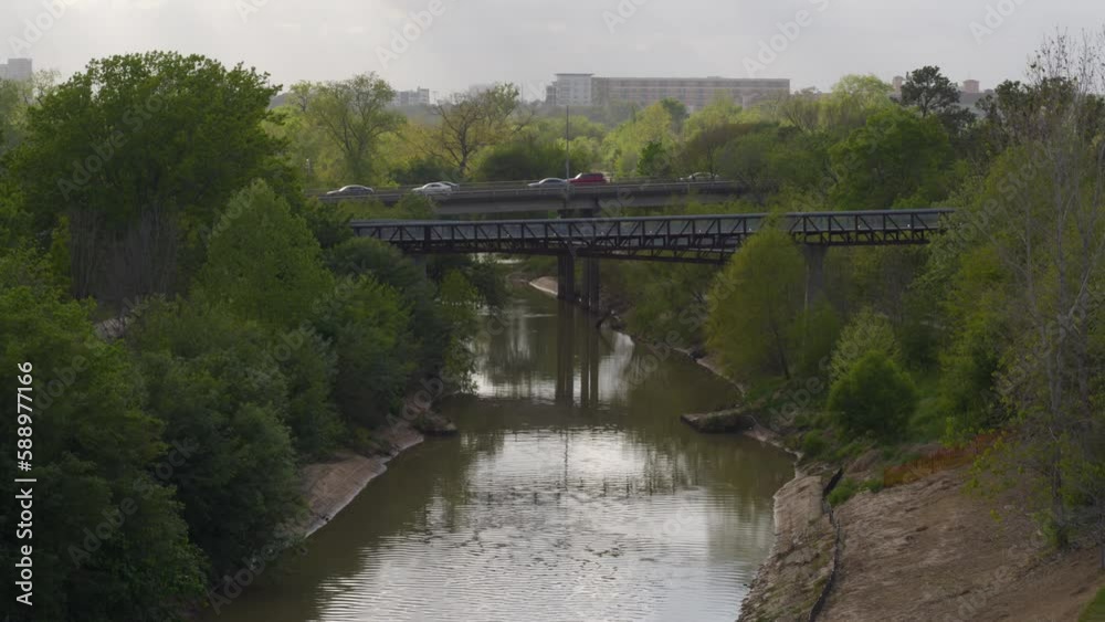 Birds eye view of the Buffalo Bayou in Houston, Texas Birds eye view of the Buffalo Bayou in Houston, Texas