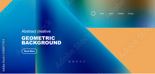 Triangles with fluid colors geometric abstract background. Techno or business concept, pattern for wallpaper, banner, background, landing page