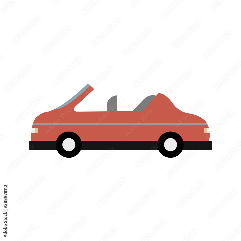 Naklejka premium Cute Car Illustration With Black Wheel