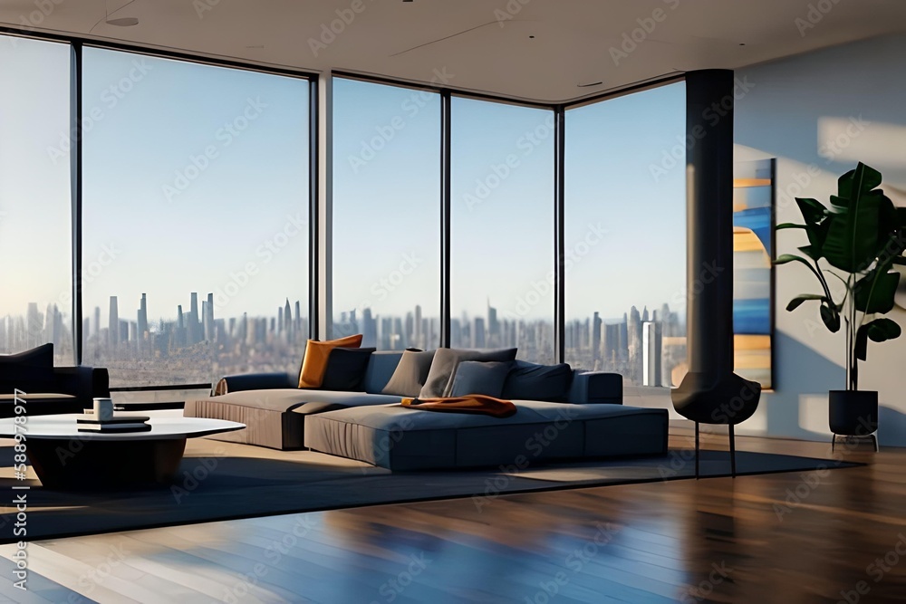 A Scandinavian Penthouse Apartment with Slanted Ceilings - Scandinavian Apartment With Large Windows Penthouse View