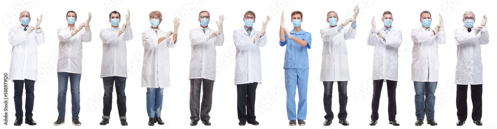 group of doctors in mask isolated on white group of doctors in mask isolated on white