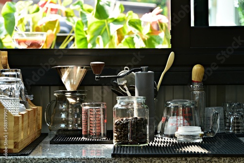 coffee equipment in a small coffee shop