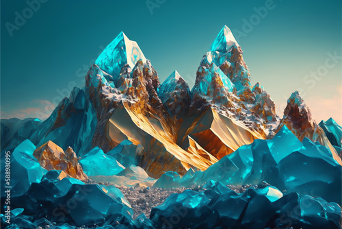 AI生成によるカラフルな空想上の天然石、Generative AI