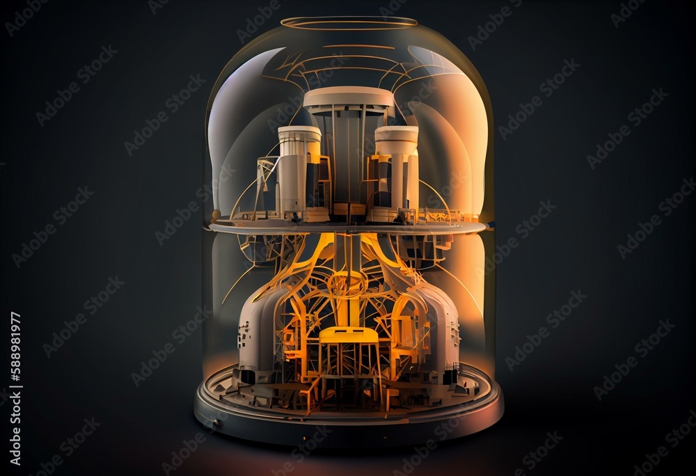 nuclear reactor energy central transperant png isolated background. Generative AI