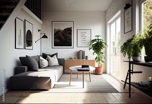 Minimalistic Modern Home  An Interior Design Illustration Created with Generative AI