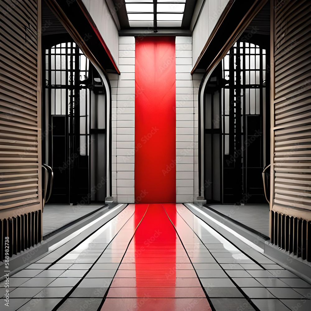 Free ai generated 3d photo red and black brush stroke banner background