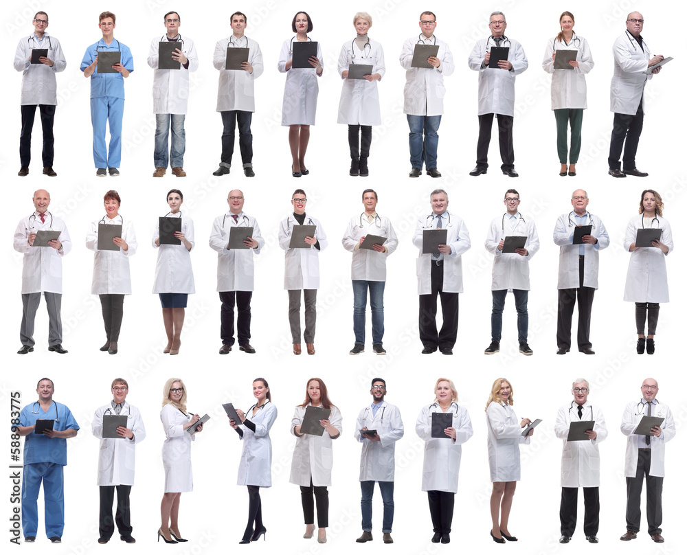 group of doctors in full length isolated on white group of doctors in full length isolated on white