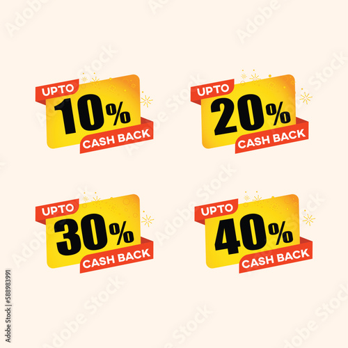 Cashback Offer Label Templates Vector Design, Set of labels, Offer, Discount, Coupon, 10 percent, Design Elements 