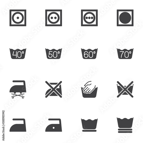 Laundry symbols vector icons set