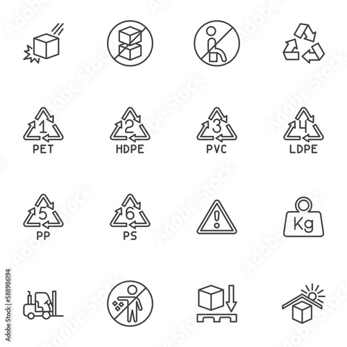 Packaging signs line icons set © alekseyvanin