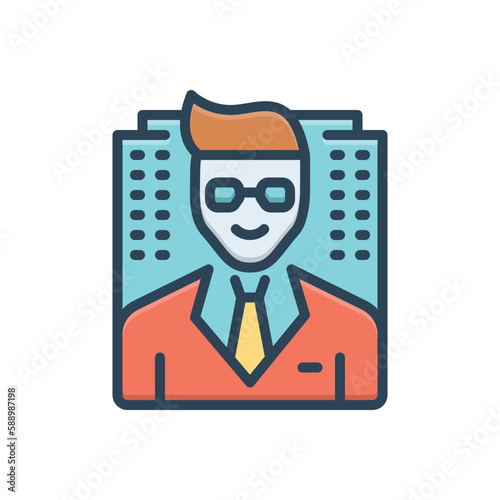 Color illustration icon for founder 