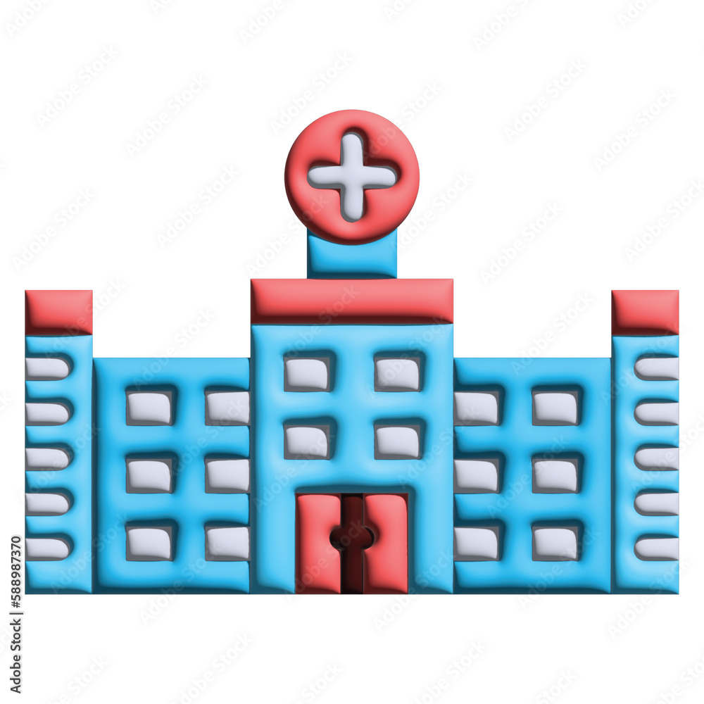 3D illustration hospital in health check up set 3D illustration hospital in health check up set