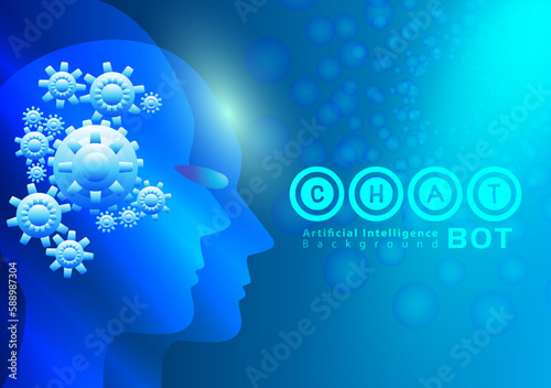 chatGPT Ai artificial intelligence technology hitech concept. chat GPT with smart bot, open Ai, gears, lights, technology Abstract, vector. design for chat, web banner, background, transformation.