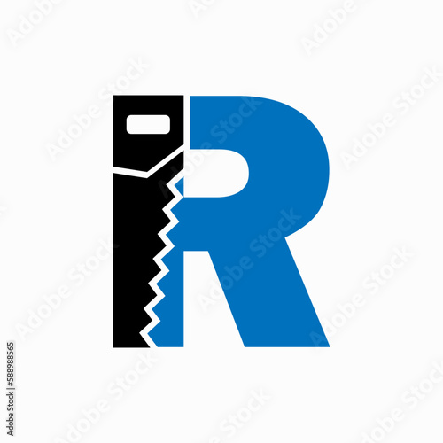 Saw Logo Design On R Letter