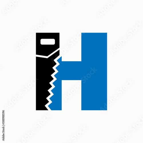 Saw Logo Design On H Letter