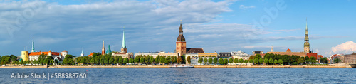 Panoramic view across river of Riga, capital of Latvia © Valerie2000