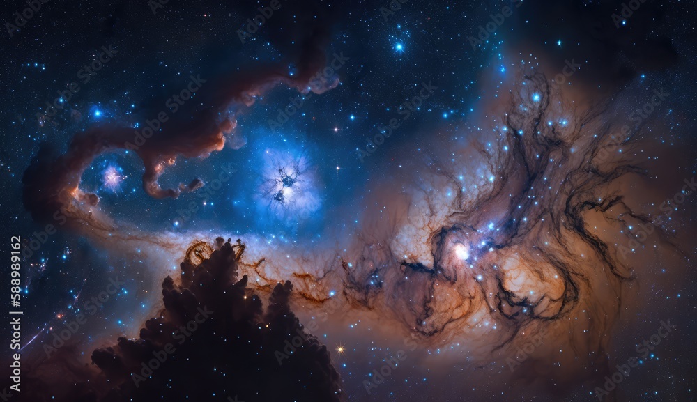 Fototapeta premium Nebula in the deep of space, made with generative ai