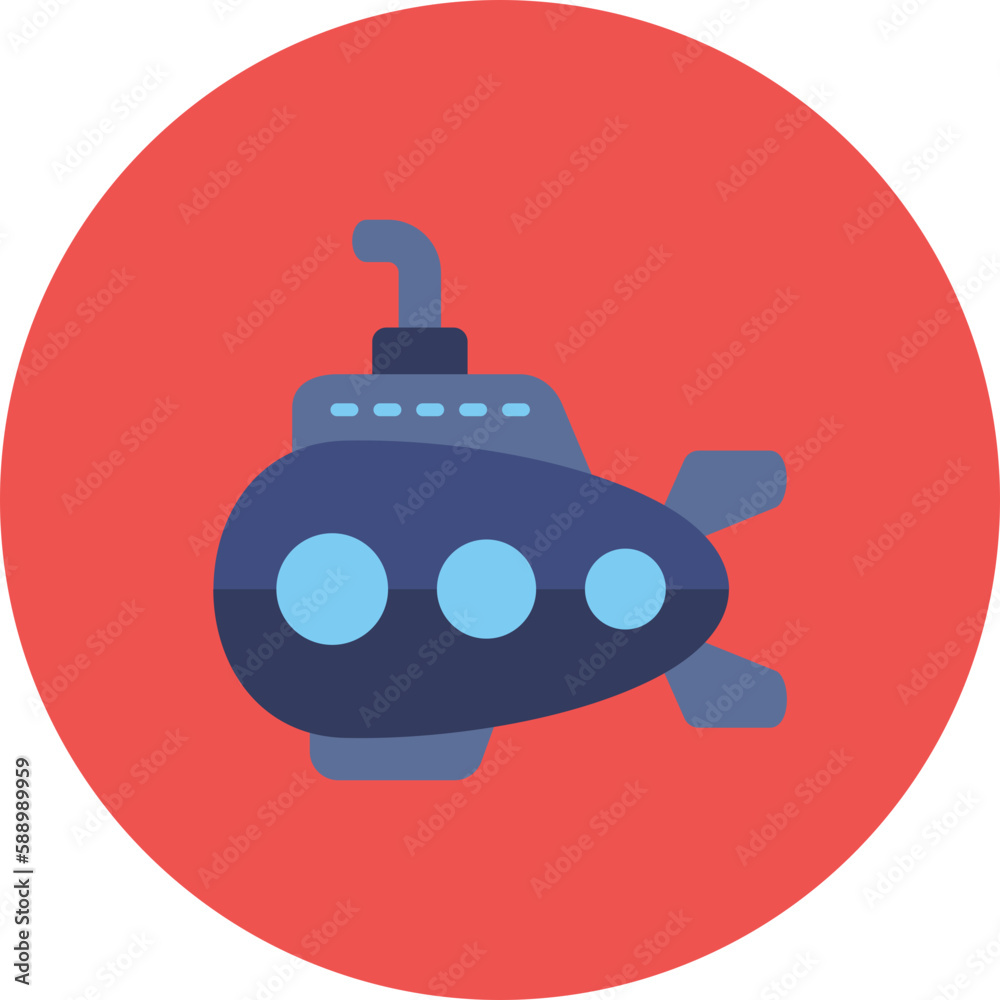 Submarine Multicolor Circle Flat Icon Submarine Multicolor Circle Flat Icon