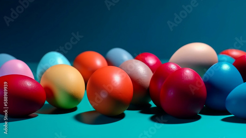 colorful easter eggs in solid color bacground