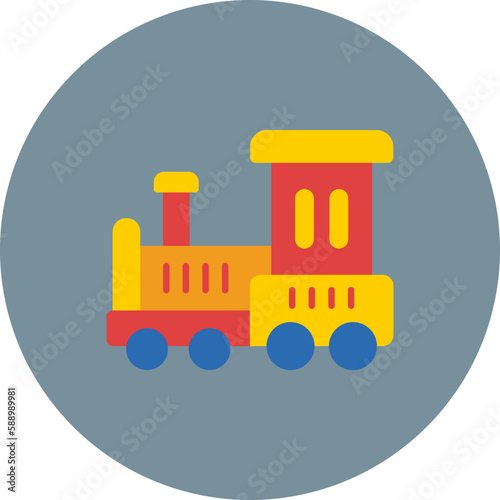 Toy Train Multicolor Circle Flat Icon