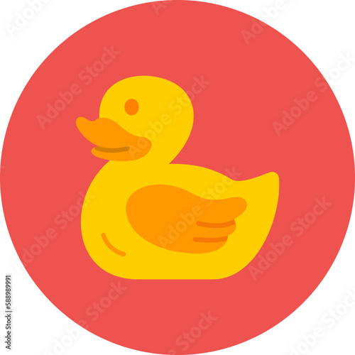Duck Multicolor Circle Flat Icon