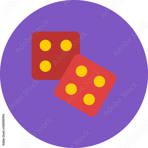 Dice Multicolor Circle Flat Icon