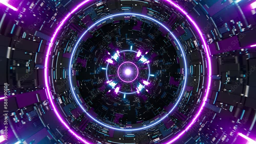 Neon Sci fi Circle Tunnel