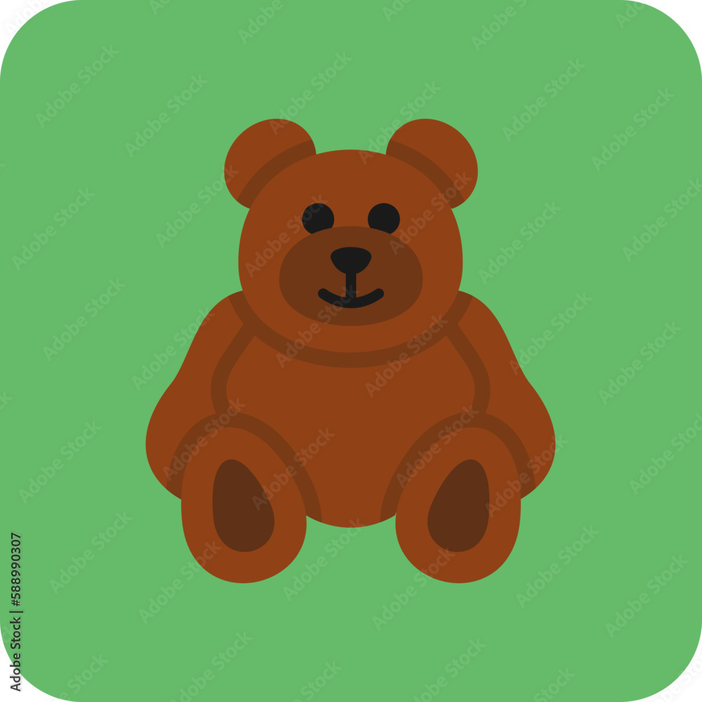 Obraz premium Teddy Bear Multicolor Round Corner Flat Icon