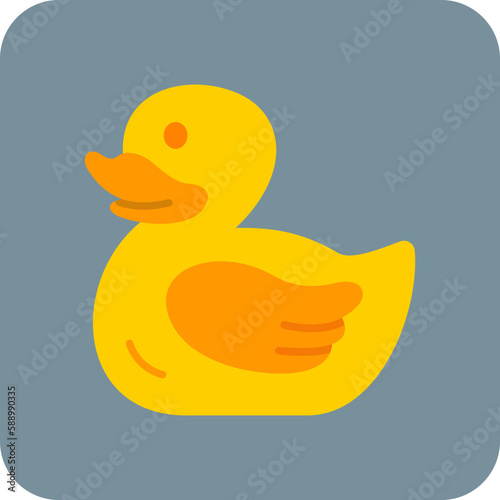 Duck Multicolor Round Corner Flat Icon