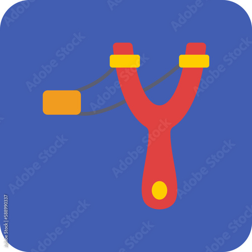 Slingshot Multicolor Round Corner Flat Icon