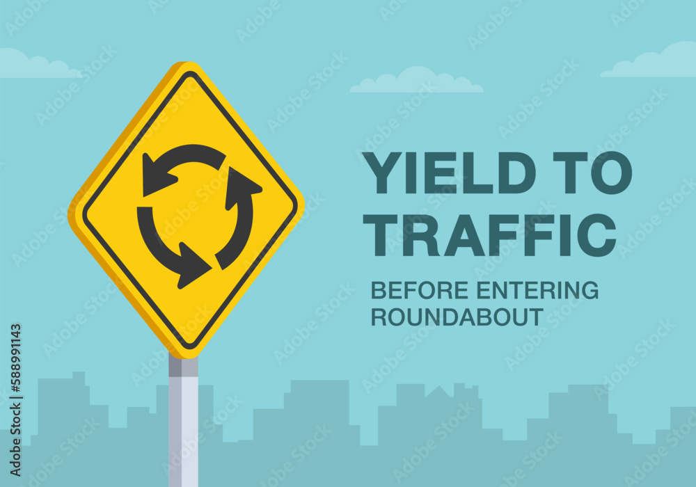 Safe driving tips and traffic regulation rules. "Yield to traffic