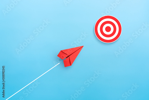 Target concept with red paper plane. target icon