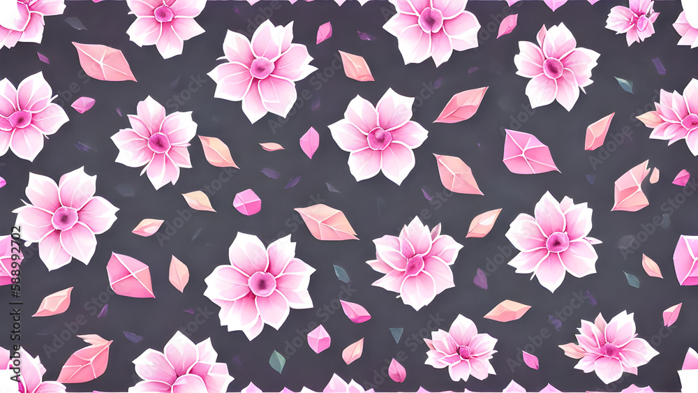 simple seamless Watercolor pink Flowers Black background themed pattern, seamless floral pattern, seamless pattern with pink flowers, seamless pattern with flowers, seamless floral background