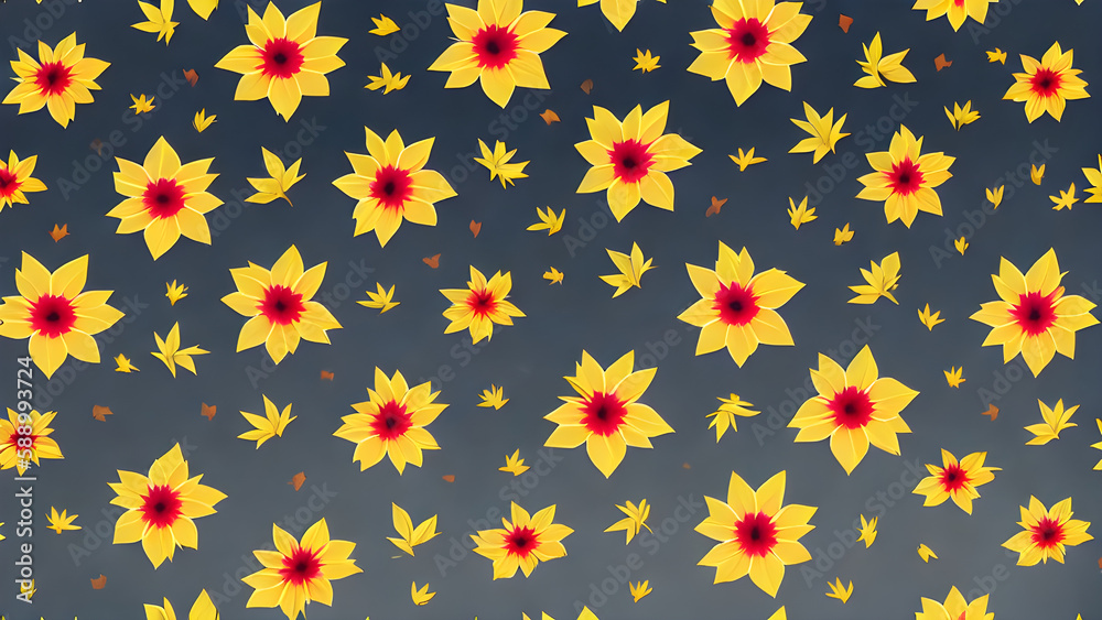 simple seamless yellow flowers pattern, seamless floral pattern, seamless pattern with flowers, seamless pattern with leaves