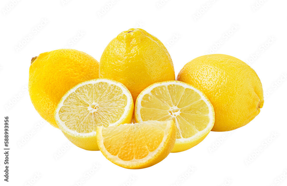 Fresh lemon on transparent png