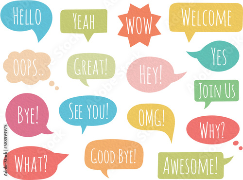 Speech bubbles with different phrases
