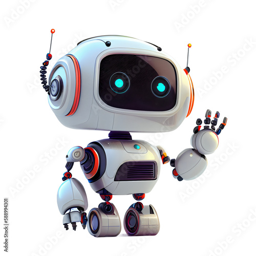 chatbot waves hand on transparent background, chatgpt, AI robot, artificial intelligence