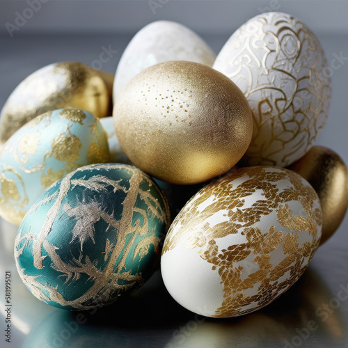 Golden Easter eggs photo