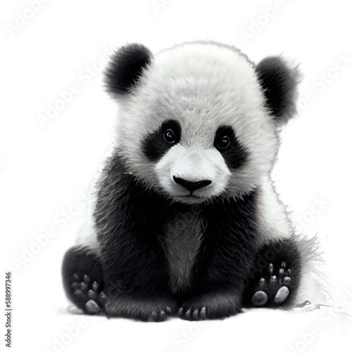cute baby panda on transparent background, giant panda