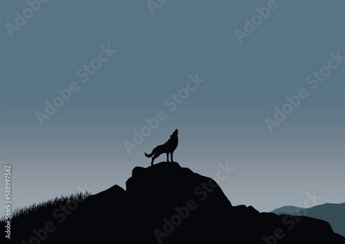 wolf silhouette in nature vector design.