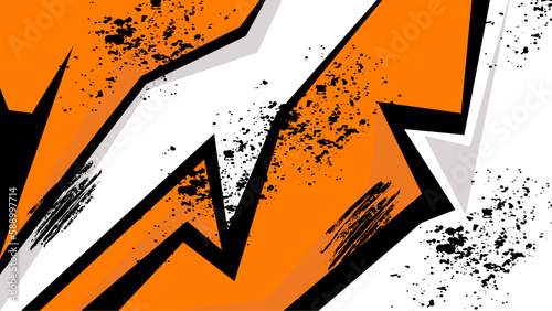Abstract sports racing concept. Sport car decal abstract white orange geometric style