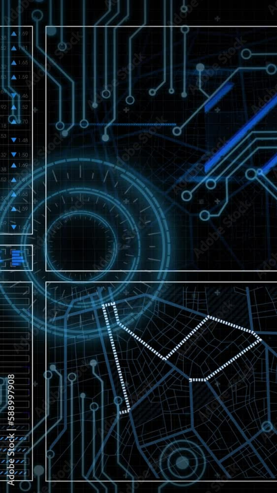 Animation of scope scanning and data processing on black background Animation of scope scanning and data processing on black background