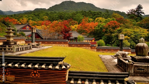 Autumn scenery of beautiful temples in South Korea
