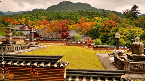 Autumn scenery of beautiful temples in South Korea