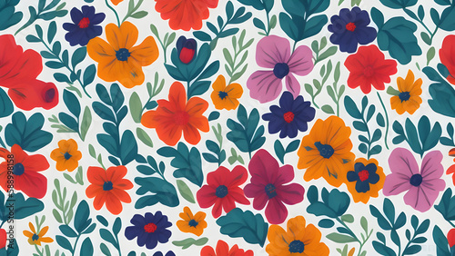 simple colorful flowers pattern, seamless floral pattern, seamless pattern with flowers, seamless pattern with red flowers, seamless floral background