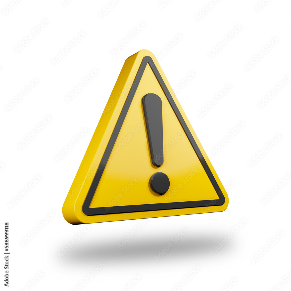 Yellow Caution sign with exclamation mark isolated on white background 3D Illustration Yellow Caution sign with exclamation mark isolated on white background 3D Illustration