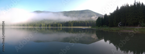 mist over lake